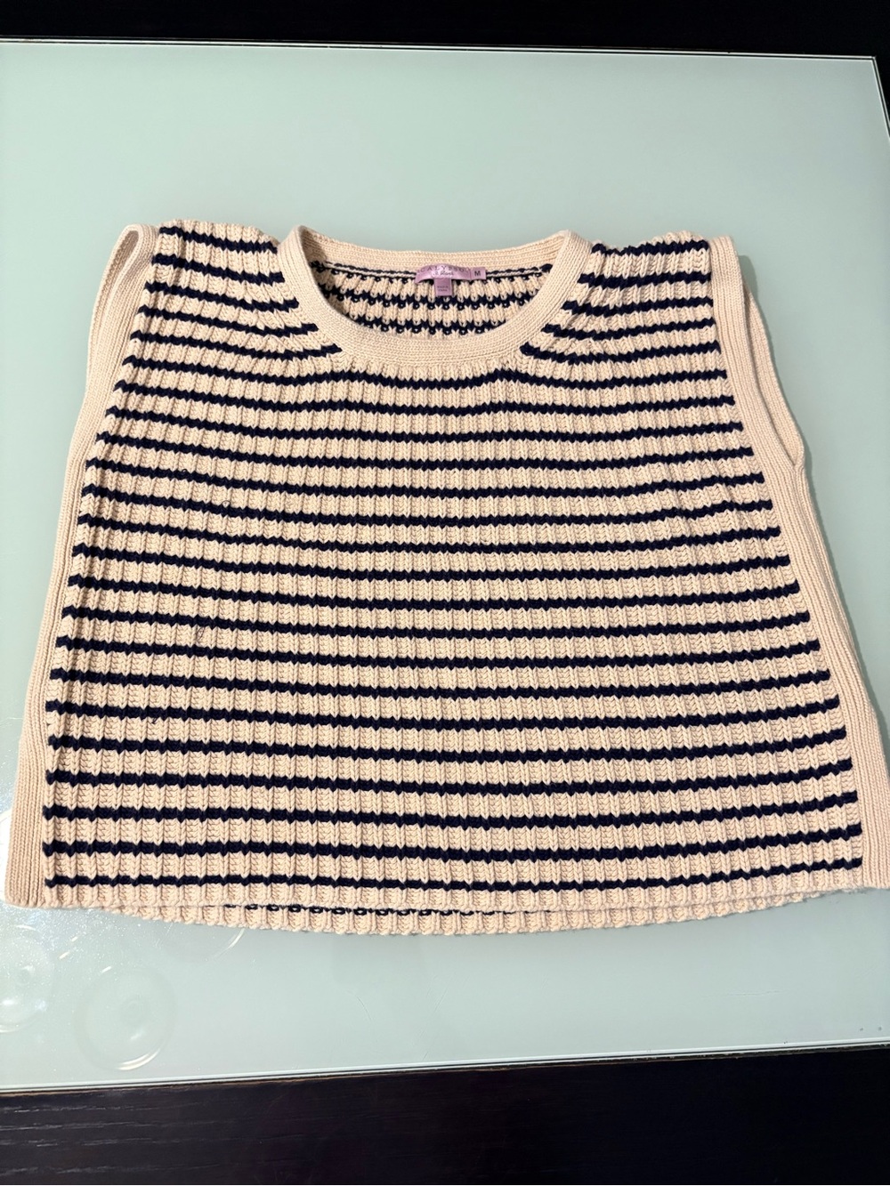 Calypso St. Barth Kids Navy and Cream Striped Knit Tank